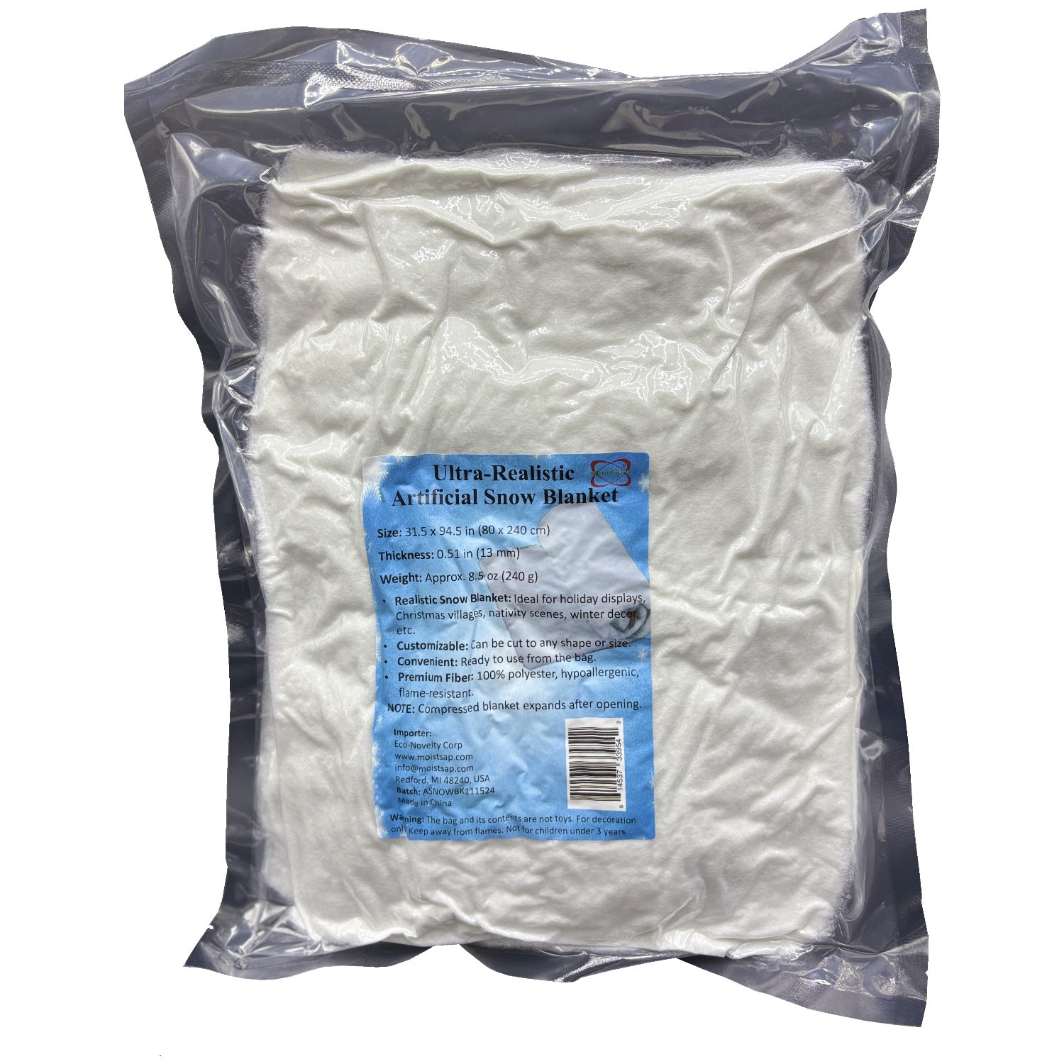 Ultra-Realistic Flame-Retardant Artificial Snow Blanket – 31.5 in x 94.5 in