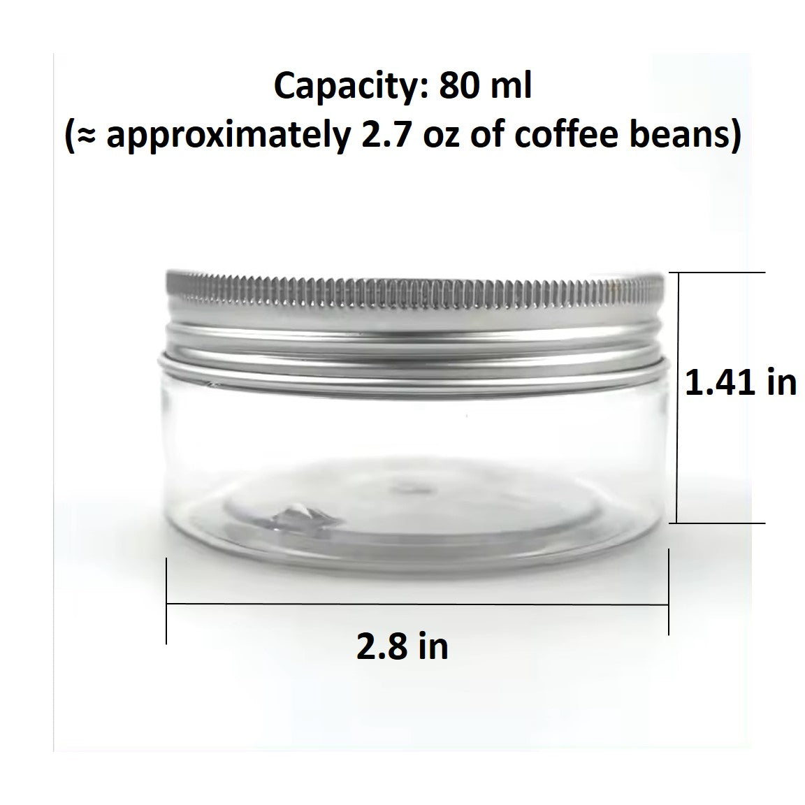 Clear PET Jars with Perforated Aluminum Lids and Liners - 80 ml, Pack of 24
