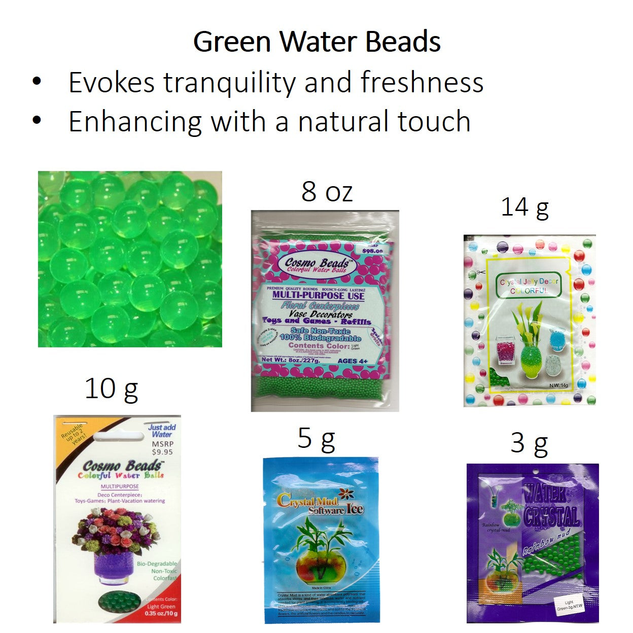 Green Water Crystal Gel Beads – Superabsorbent Beads for Decor, Events & DIY Projects