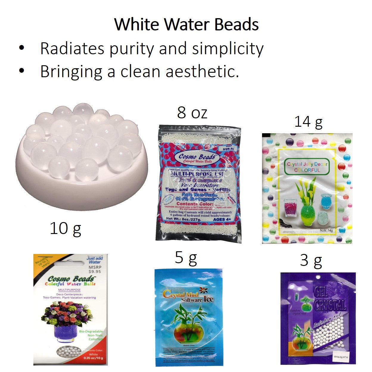 White Water Gel Beads – Elegant, Versatile Beads for Décor and Floral Arrangements