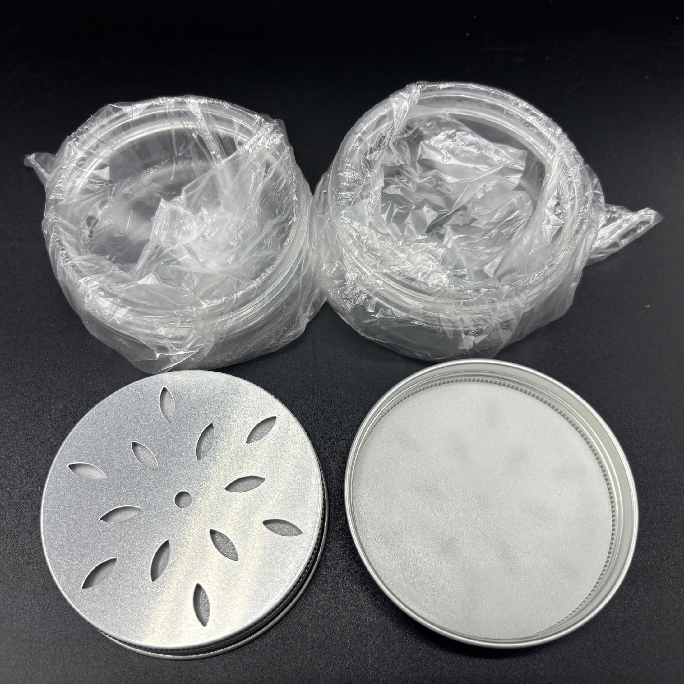 Clear PET Jars with Perforated Aluminum Lids and Liners - 80 ml, Pack of 24