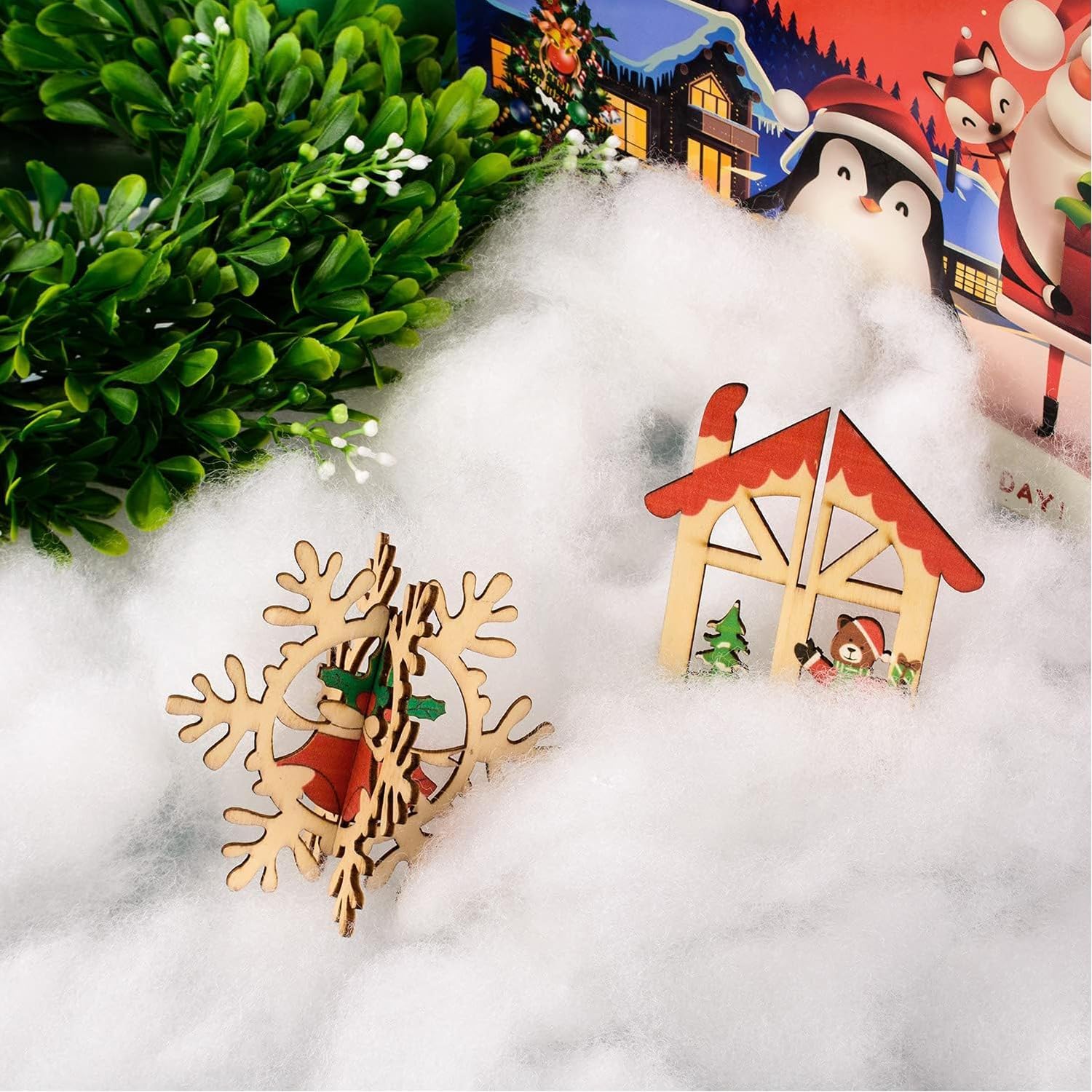 Ultra-Realistic & Fluffy Artificial Snow | Flame-Resistant Pull-Apart Decor (1 Lb Pack)