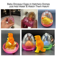 Load image into Gallery viewer, An exciting dino hatch experience showing a baby dinosaur emerging from colorful Magic Self-Dissolving Dinosaur Eggs.