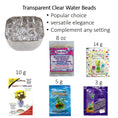 Load image into Gallery viewer, Multiple package options of Transparent Water Gel Beads, ranging from 3g sample packets to bulk 5lb bags for large-scale event decor and DIY projects.