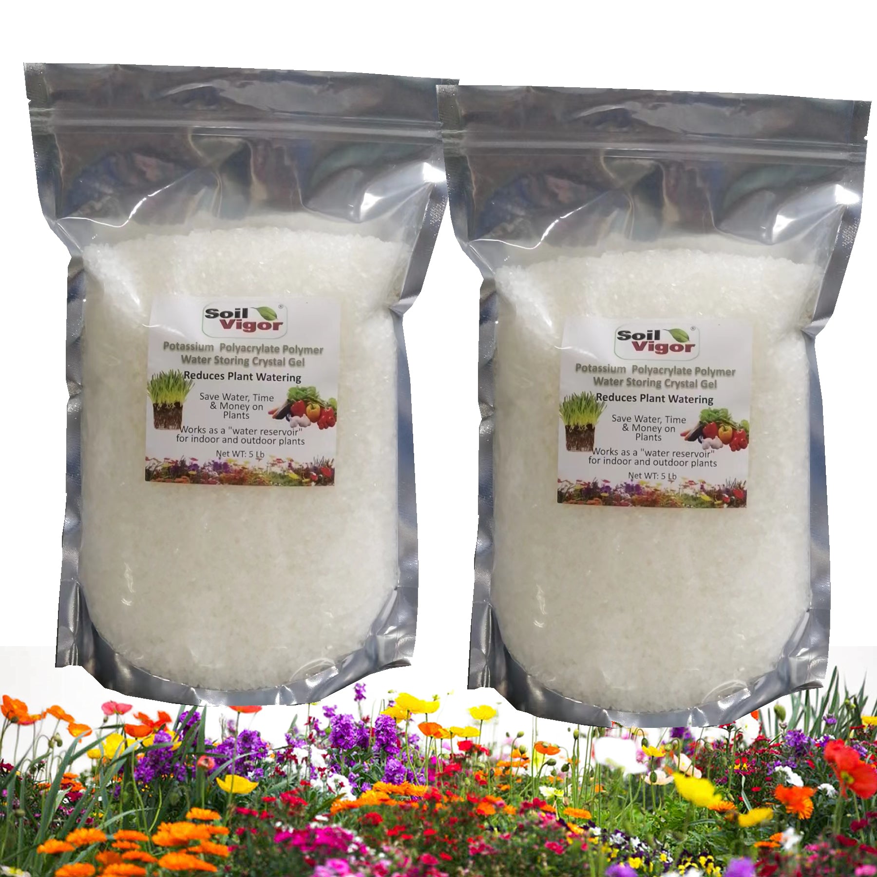 Soil Vigor® 5-10 Mesh Potassium Polymer Crystals for Garden – 10 lb