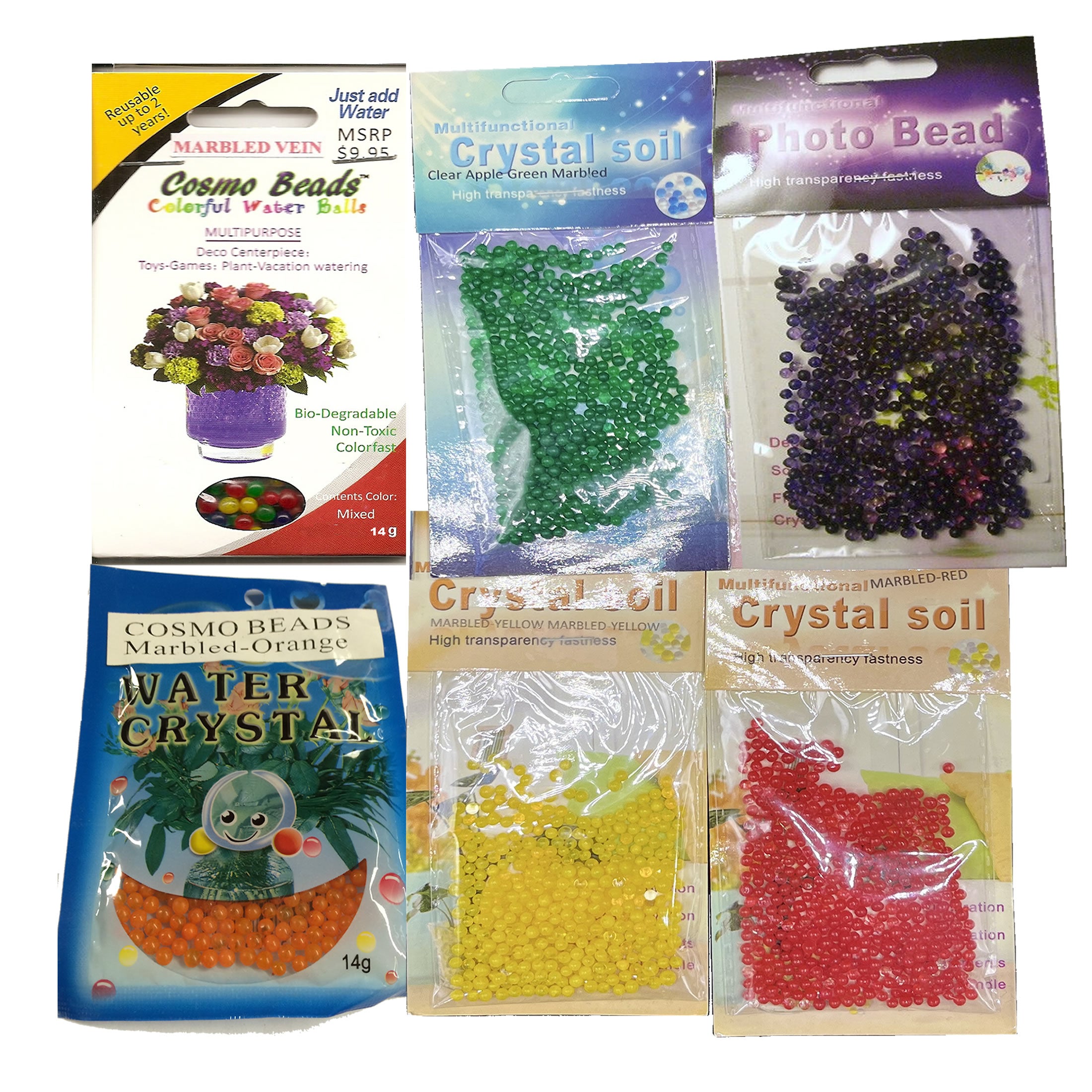 Cosmo Beads Marbled Vein Water Beads – Colorful Gel Beads for Décor & Play