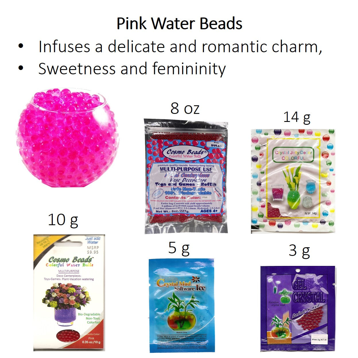Pink Blush Water Beads – Romantic & Reusable Décor for Events & DIY