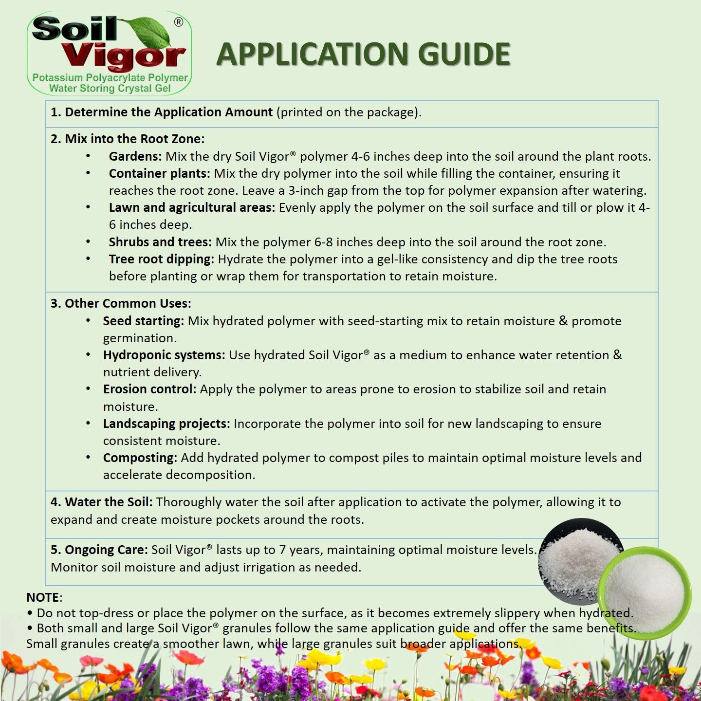 Soil Vigor® 5-10 Mesh Potassium Polymer Crystals for Garden – 10 lb