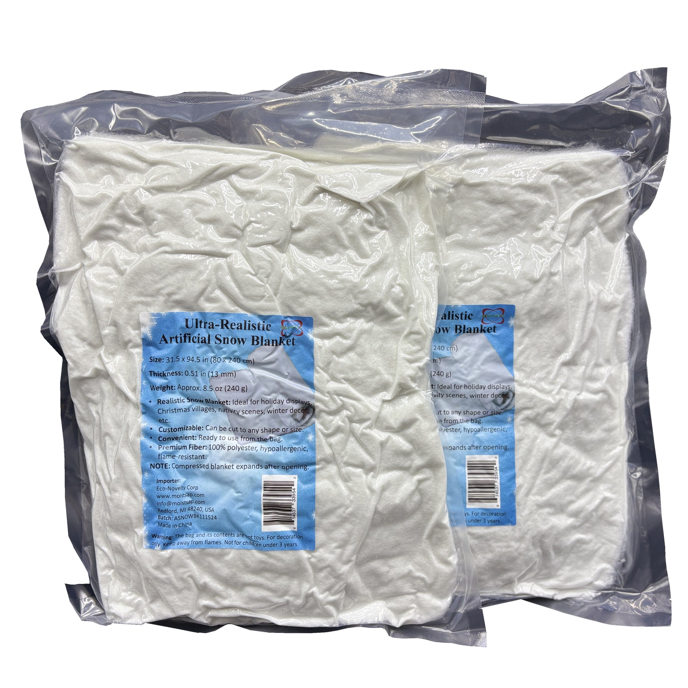 Ultra-Realistic Flame-Retardant Snow Blanket – Clearance 2-Pack for holiday decorating and winter displays.