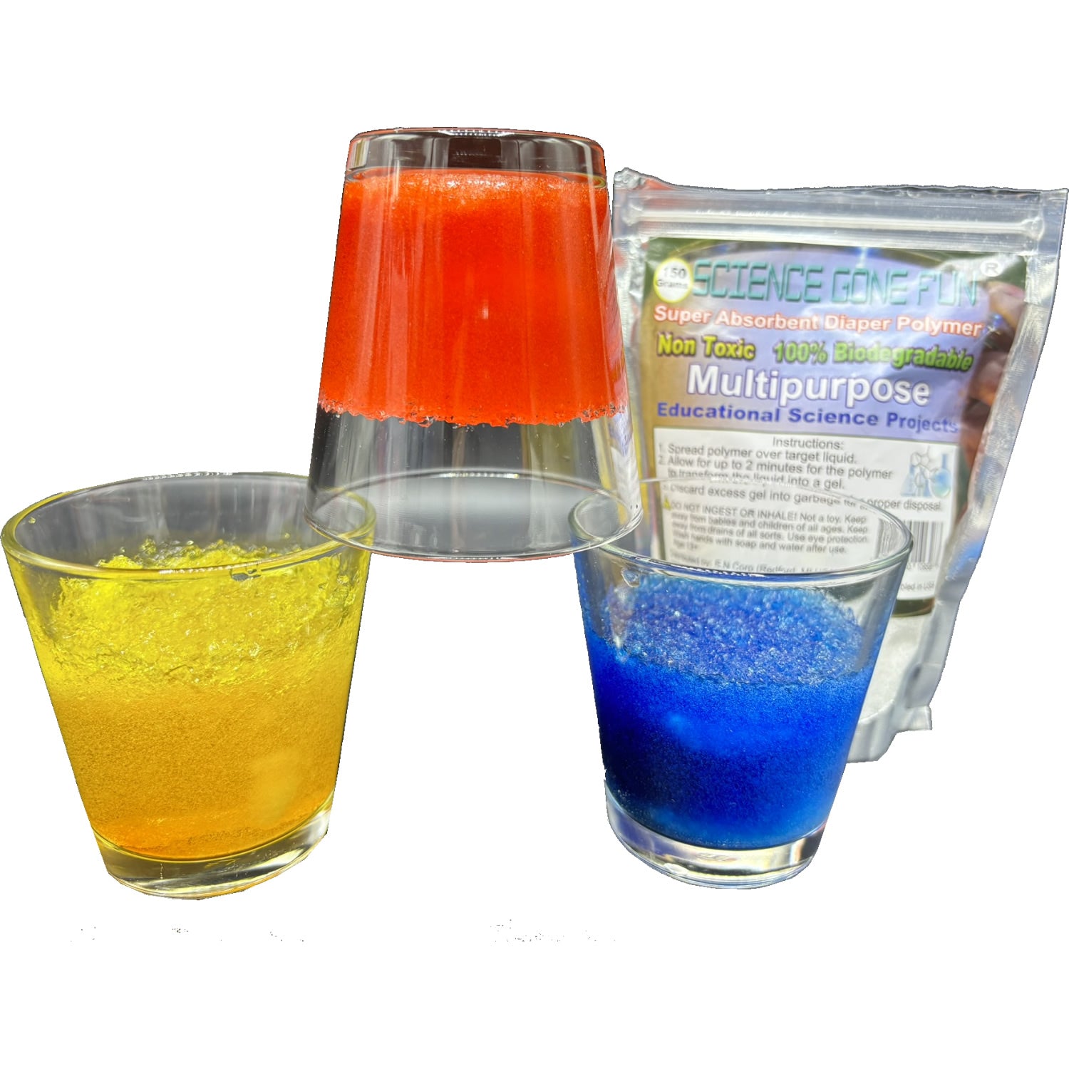 8 oz Super Absorbent Polymer Powder (Sodium Polyacrylate) – Diaper Gel for Science Experiments, Sensory Play, Magic Tricks & DIY Projects