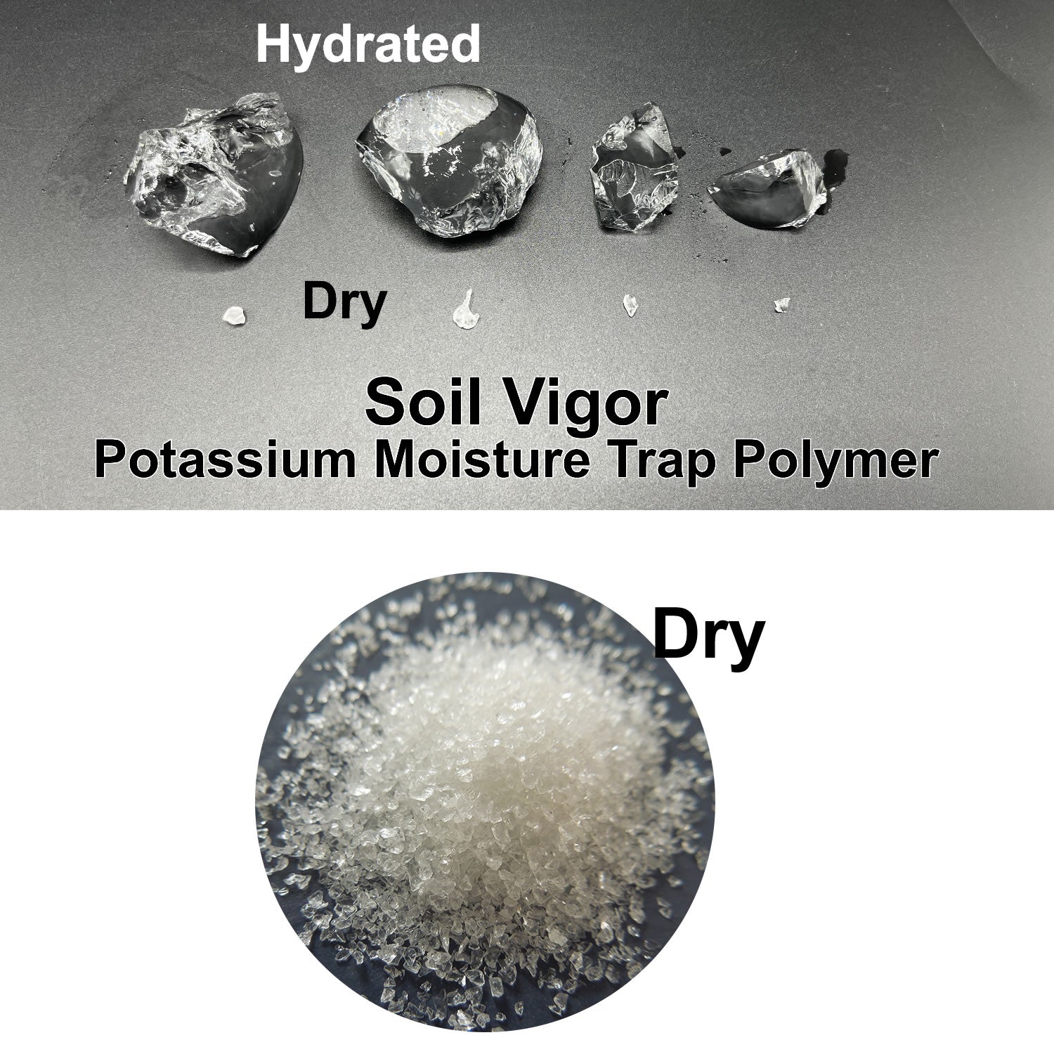 Soil Vigor® 5-10 Mesh Potassium Polymer Crystals for Garden – 20 lb