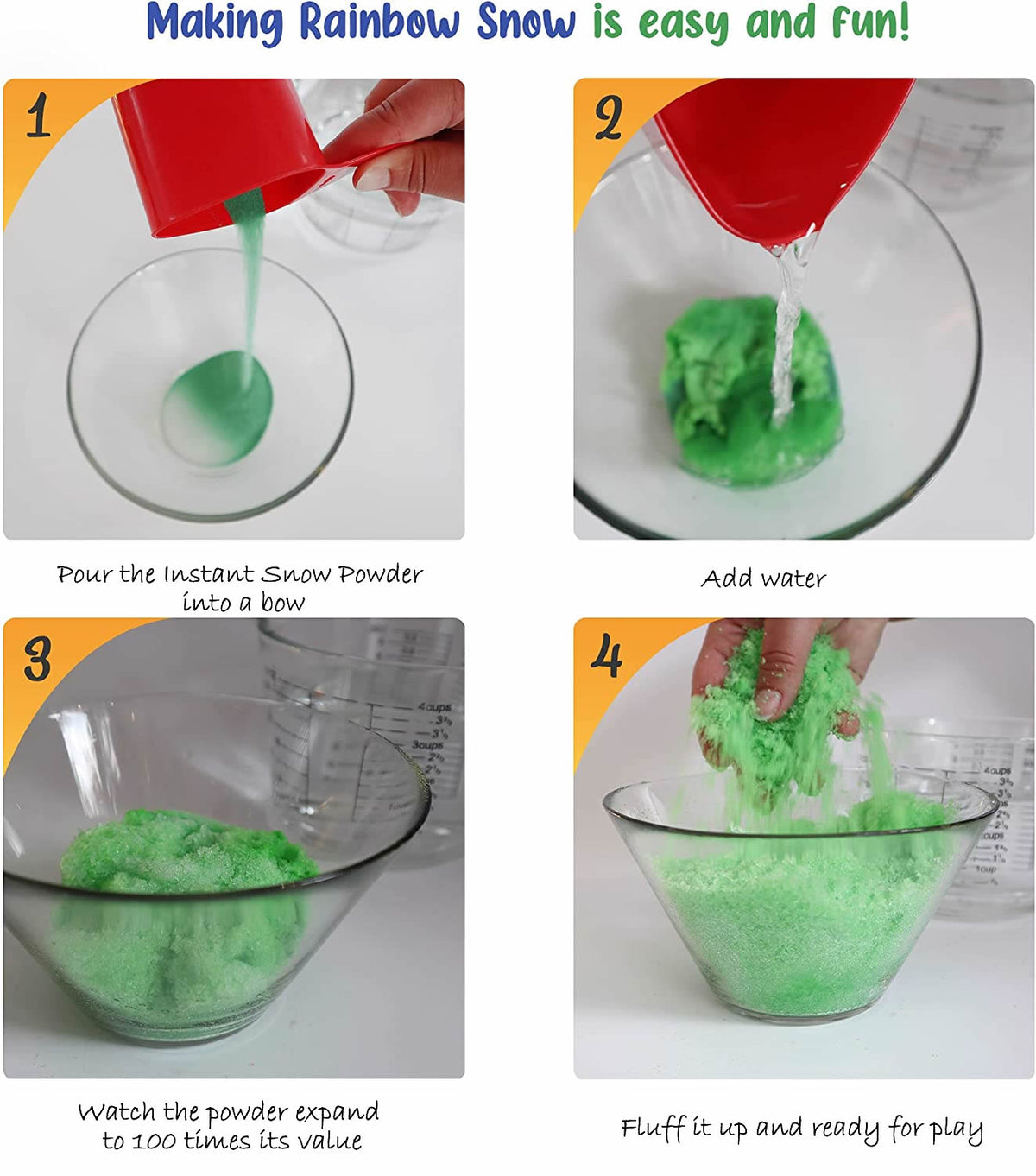 Color Instant Snow Powder – Kids Party Activity – 12 Packs – Moist SAP
