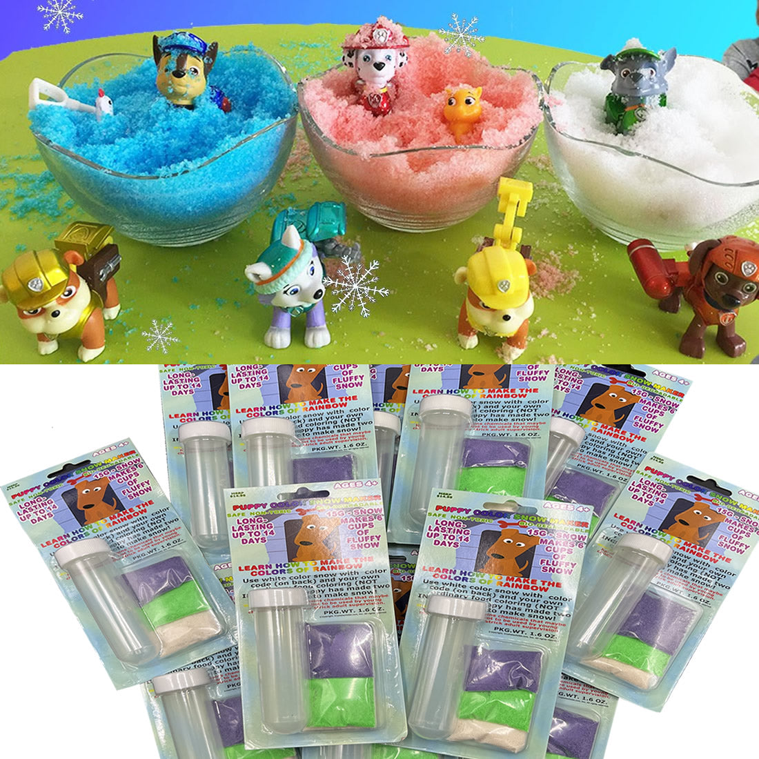 Color Instant Snow Powder – Kids Party Activity – 12 Packs – Moist SAP