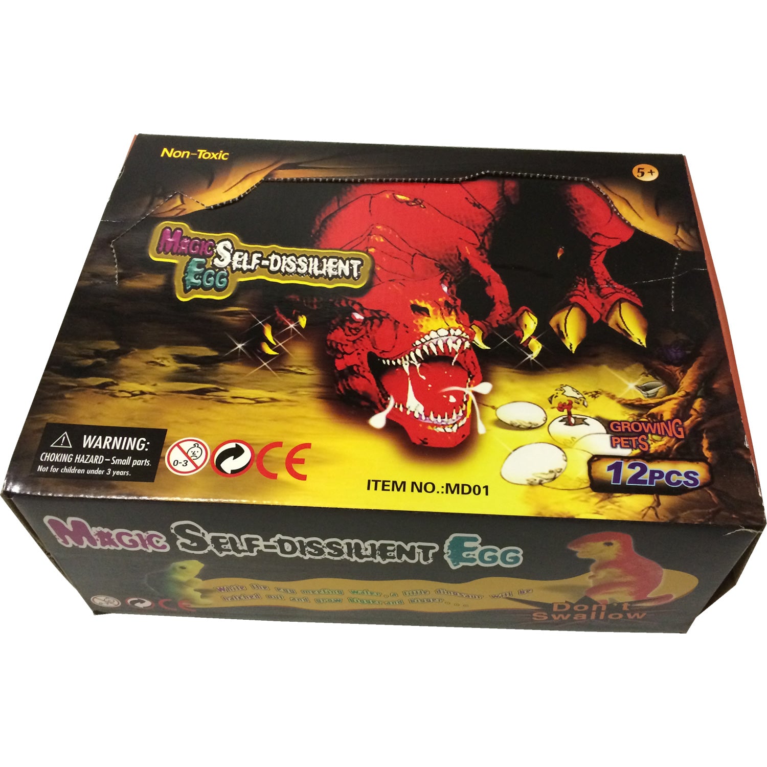 Safe and non-toxic Magic Self-Dissolving Dinosaur Eggs suitable for children ages 5 and up.
