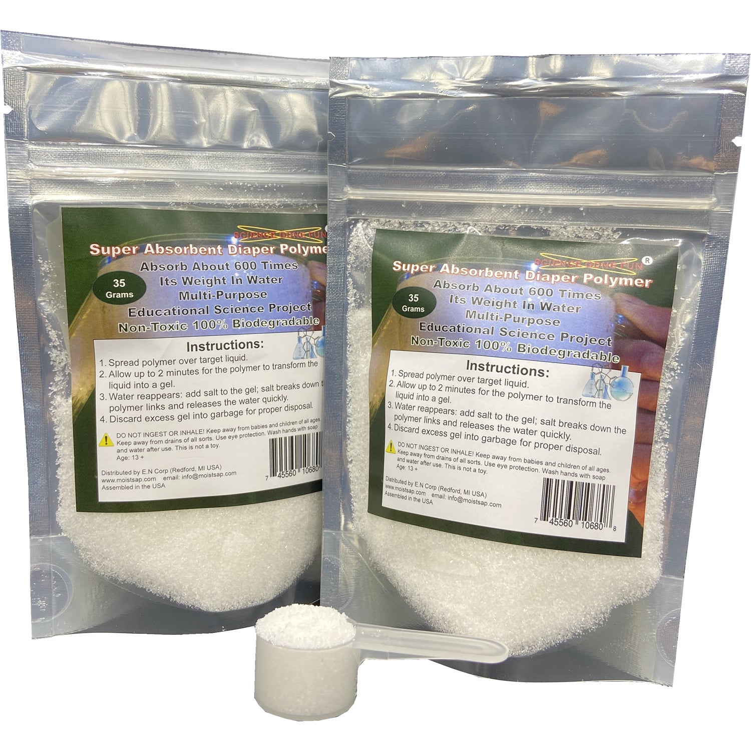 Party Fun Pack 10-Packs 35g Diaper Polymer – super absorbent sodium polyacrylate packs