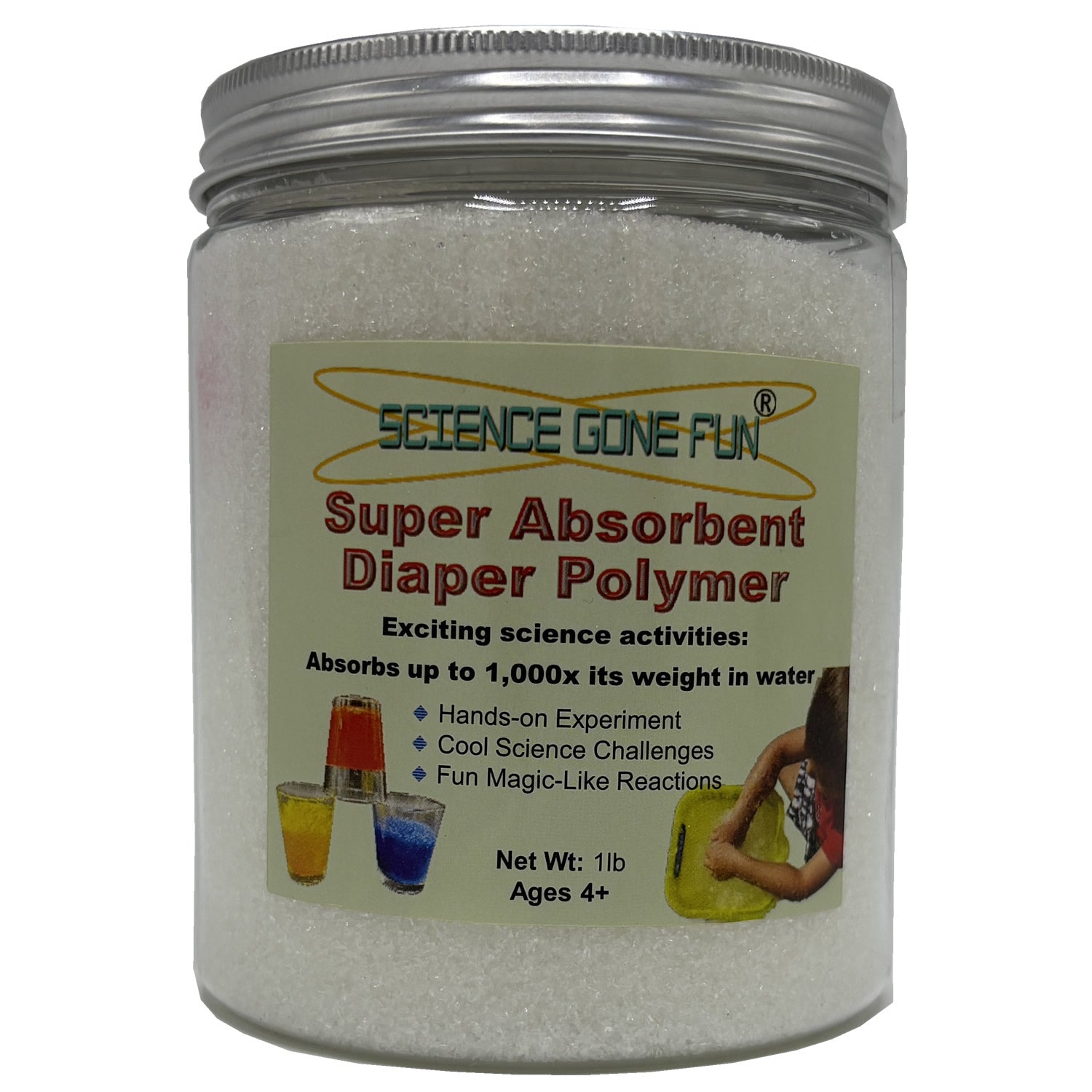 Science Gong Fun® Diaper Polymer – 1 lb Jar