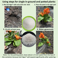 Load image into Gallery viewer, Steps for using Soil Vigor Fine Granules Water Storing Crystals for Plant in gardening and potted plants.
